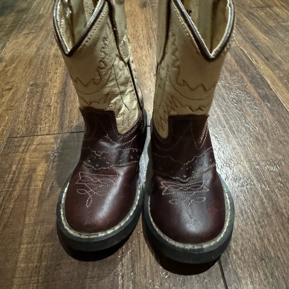 Old West Kids Boots - Brown and Cream